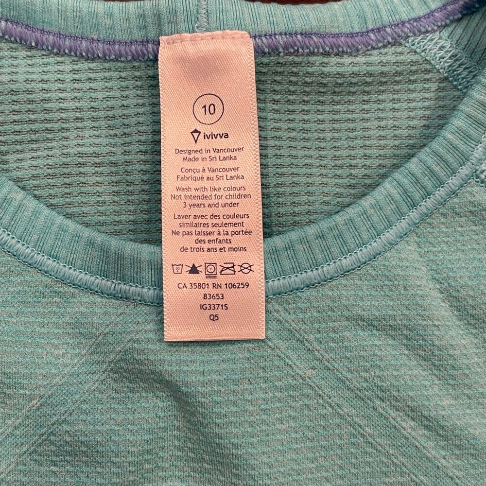 Ivivva by Lululemon Girls Short Sleeve Workout Tee, Blue, Size 10 - Picture 2 of 5